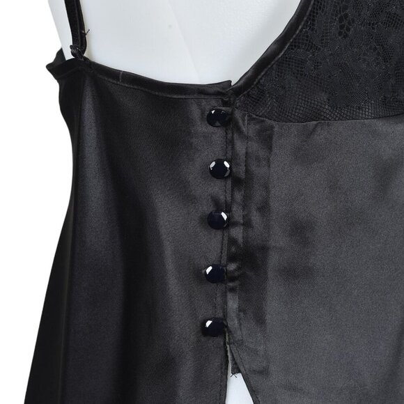 La Senza Slip Dress Nightgown Side Slits Lingerie Black Teddy Size Large - Picture 5 of 12